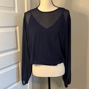 Navy Sheer Layered Bodysuit